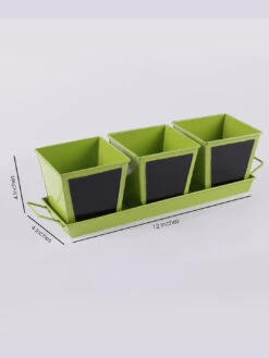 Set Of Three Chalk Board Painted Herb Pots Green -Care Flowering Shop GG CBHSG 3