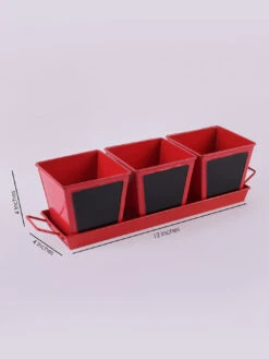 Set Of Three Chalk Board Painted Herb Pots Red -Care Flowering Shop GG CBHSR 5