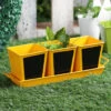 Set Of Three Chalk Board Painted Herb Pots Yellow