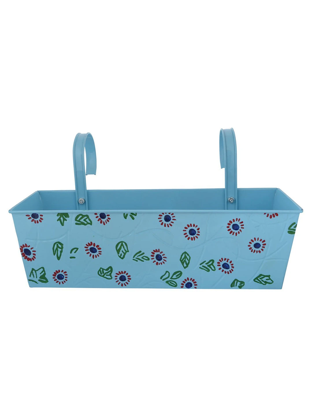 Handpainted Rectangle Planter Blue 2 Handpainted Rectangle Planter Blue - Image 2