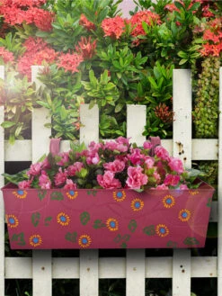 Care Flowering Shop 10 Handpainted Rectangle Planter Pink