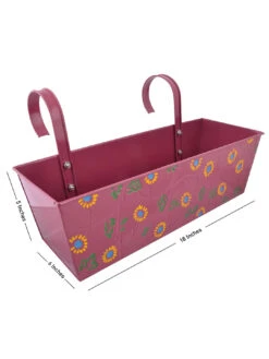 Handpainted Rectangle Planter Pink -Care Flowering Shop GG HPRP 5