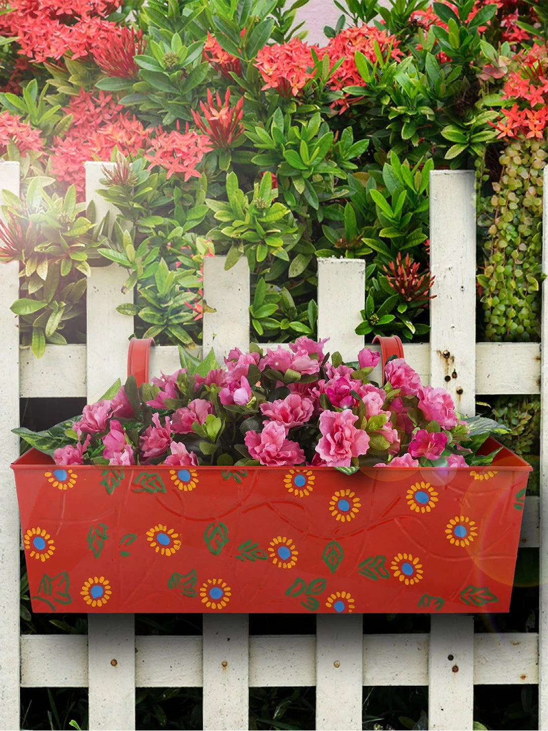 Handpainted Rectangle Planter Red 1 Handpainted Rectangle Planter Red