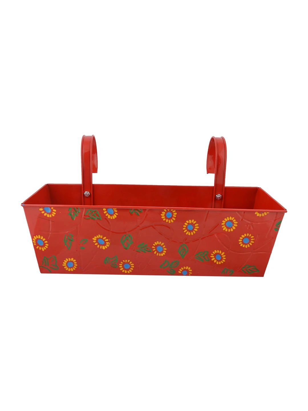 Handpainted Rectangle Planter Red 2 Handpainted Rectangle Planter Red - Image 2