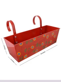 Handpainted Rectangle Planter Red 5 Handpainted Rectangle Planter Red -Care Flowering Shop GG HPRR 3