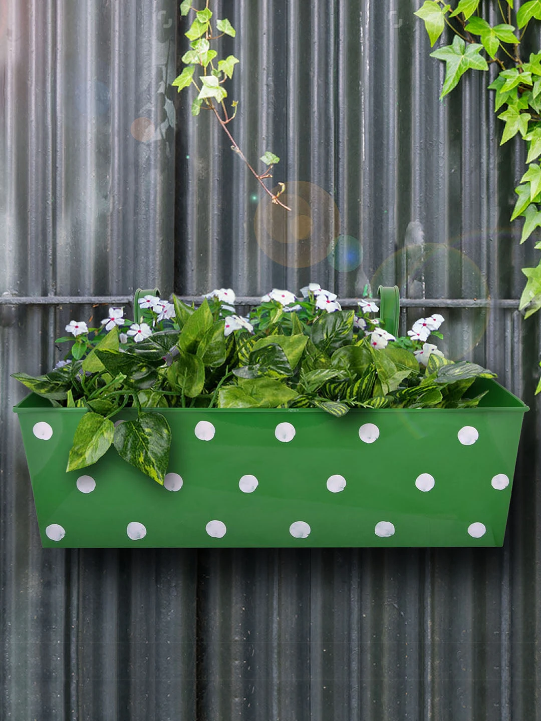 Polka Dot Rectangle Planter Green 1 Polka Dot Rectangle Planter Green