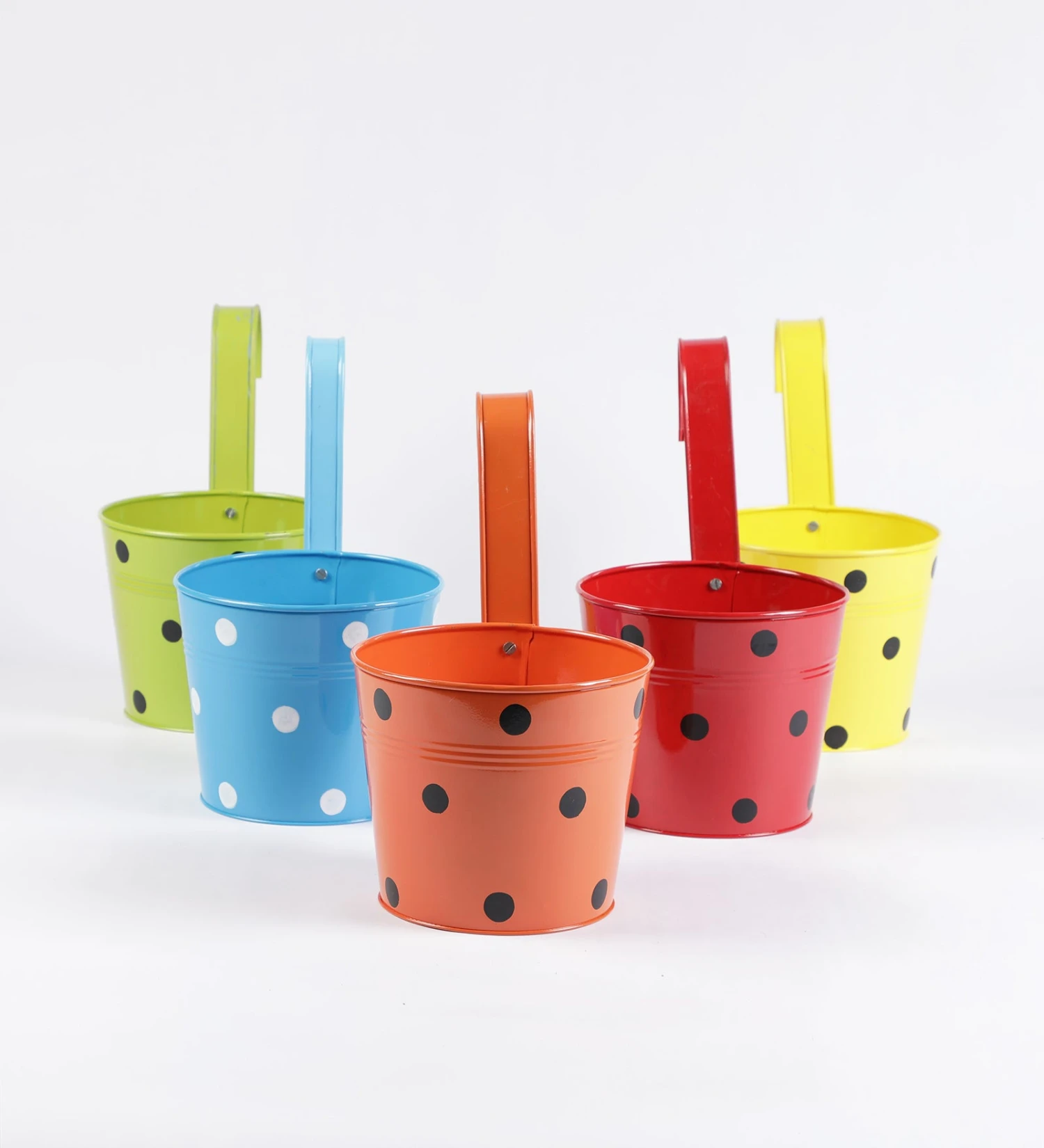 Set Of Five 7'' Polka Dot Round Planters 2 Set Of Five 7'' Polka Dot Round Planters - Image 2