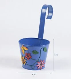 Set Of Five Flower Embossed Railing Pots -Care Flowering Shop SETFLEMB 3