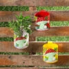 Set Of Three Mushroom Railing Planters