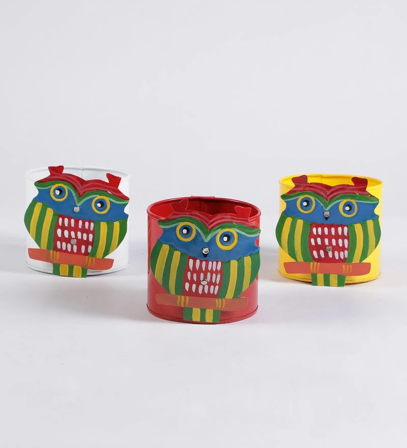 Set Of Three Owl Railing Planters 2 Set Of Three Owl Railing Planters - Image 2