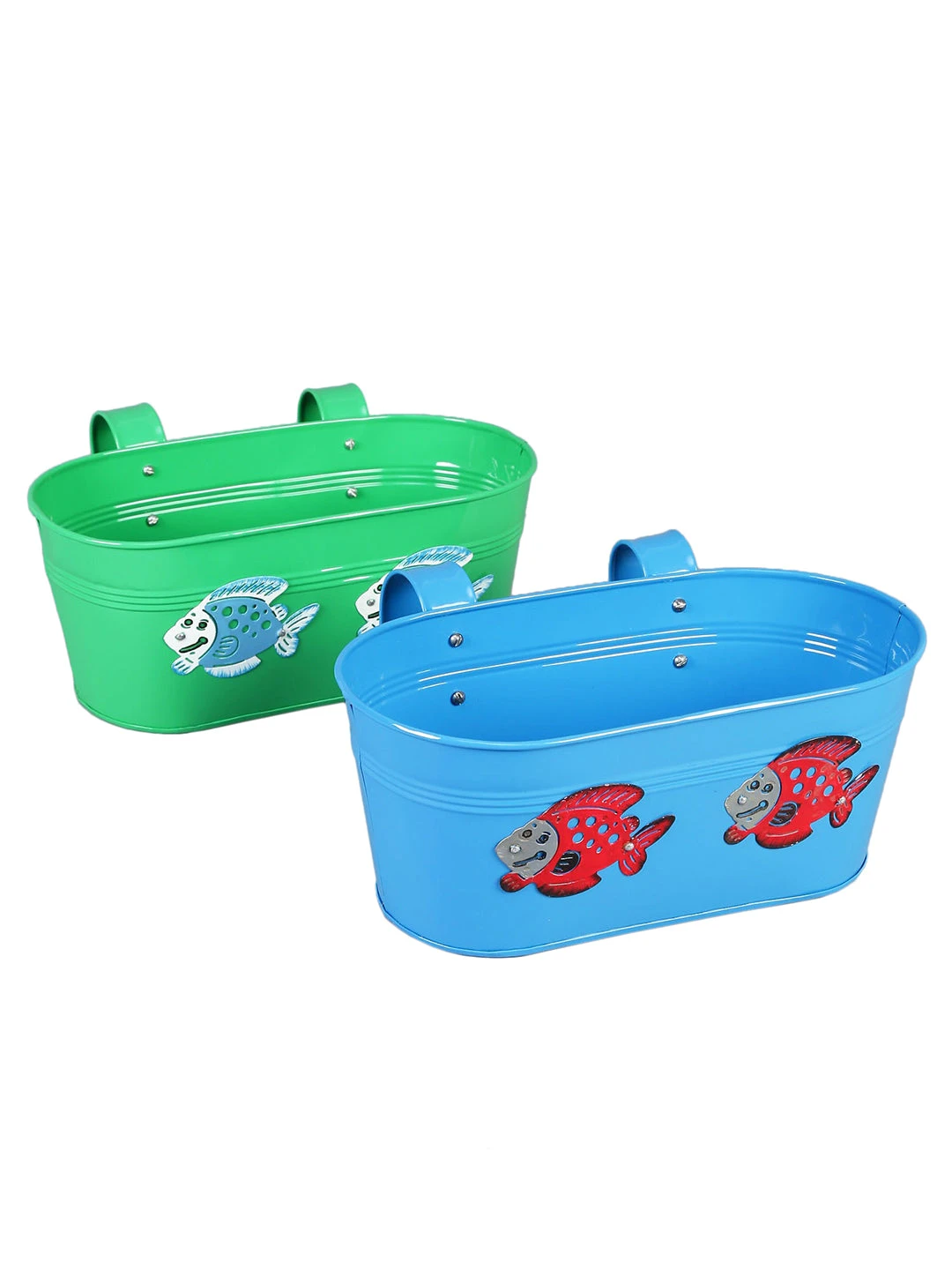 Set Of Two Fish Tub Blue & Green 2 Set Of Two Fish Tub Blue & Green - Image 2