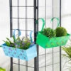 Set Of Two Handpainted Rectangle Planter Blue & Green