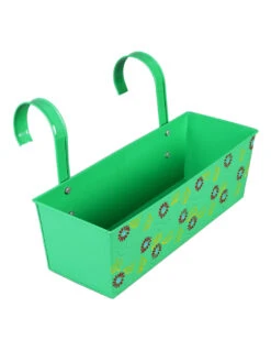 Set Of Two Handpainted Rectangle Planter Blue & Green -Care Flowering Shop blue green metal handpainted rail planters by green girgit set of 2 blue green metal handpaint stoygs