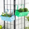 Set Of Two Polka Dot Rectangle Planter Blue & Green
