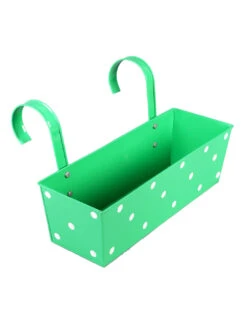 Set Of Two Polka Dot Rectangle Planter Blue & Green -Care Flowering Shop blue green metal polka dot rectangle rail planters by green girgit set of 2 blue green metal p hcuuqk