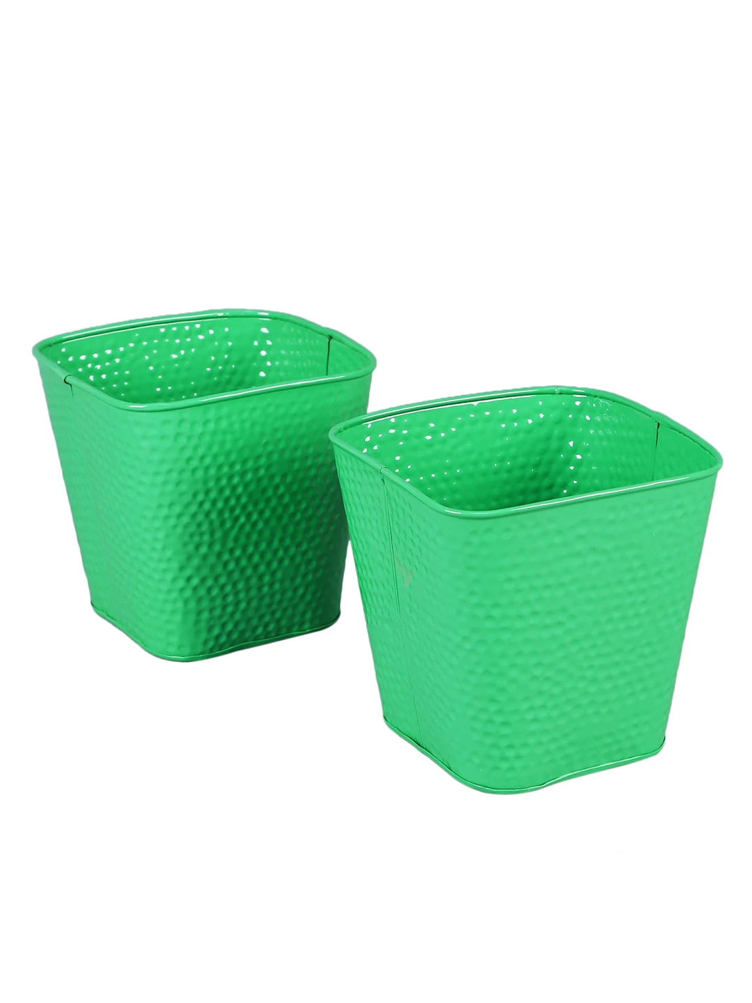Set Of Two Embossed Pot Green 2 Set Of Two Embossed Pot Green - Image 2