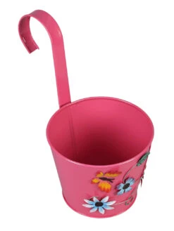 Set Of Two Flower Embossed Railing Planter Pink & Purple -Care Flowering Shop pink purple metal flower embossed rail planters by green girgit set of 2 pink purple metal flo hrwpco