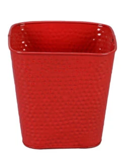 Set Of Two Embossed Pot Red -Care Flowering Shop red metal embossed planters by green girgit set of 2 red metal embossed planters by green girgit vqe6gw