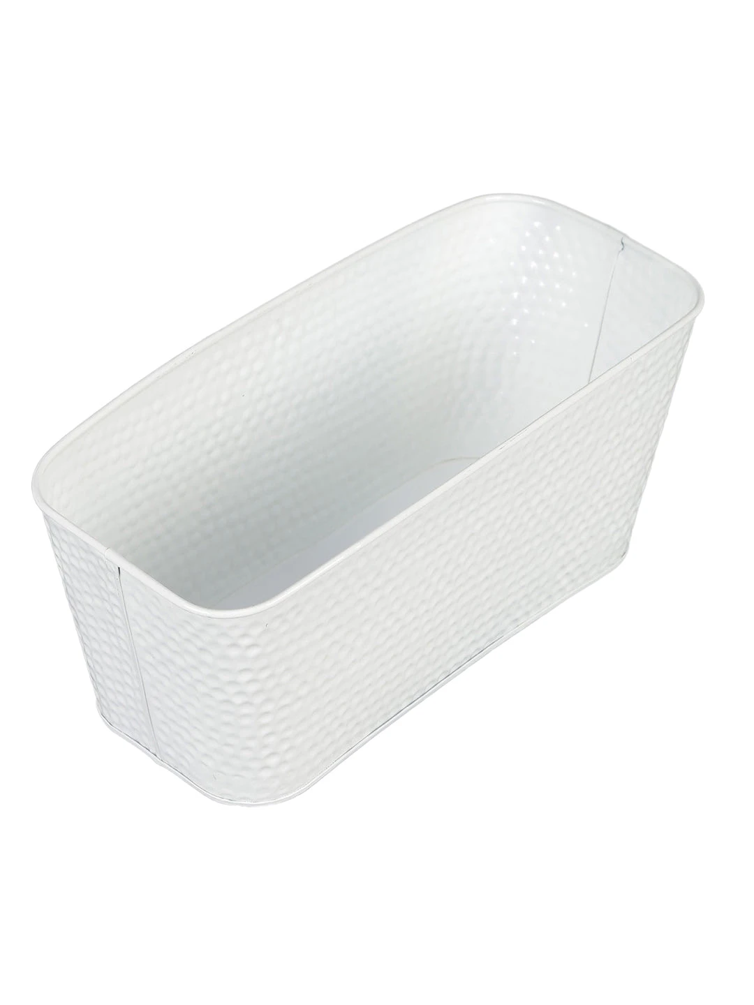 Set Of Two 12'' Embossed Pot Red & White 3 Set Of Two 12'' Embossed Pot Red & White - Image 3