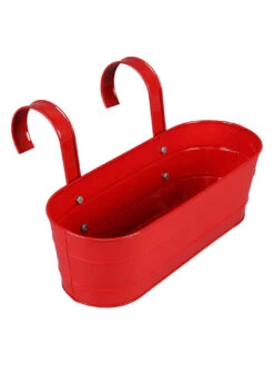 Set Of Two Oval Railing Planter Large Yellow & Red -Care Flowering Shop red yellow metal oval rail planters by green girgit set of 2 red yellow metal oval rail plante k6puyl