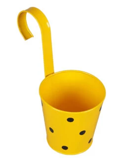 Set Of Two Railling Pot Polka Red & Yellow -Care Flowering Shop red yellow metal polka rail planters by green girgit set of 2 red yellow metal polka rail plan pggusr