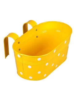 Set Of Two Polka Dot Oval Railling Planter Big Yellow & Green -Care Flowering Shop yellow green metal polka dot rail planters by green girgit set of 2 yellow green metal polka d xewzxj